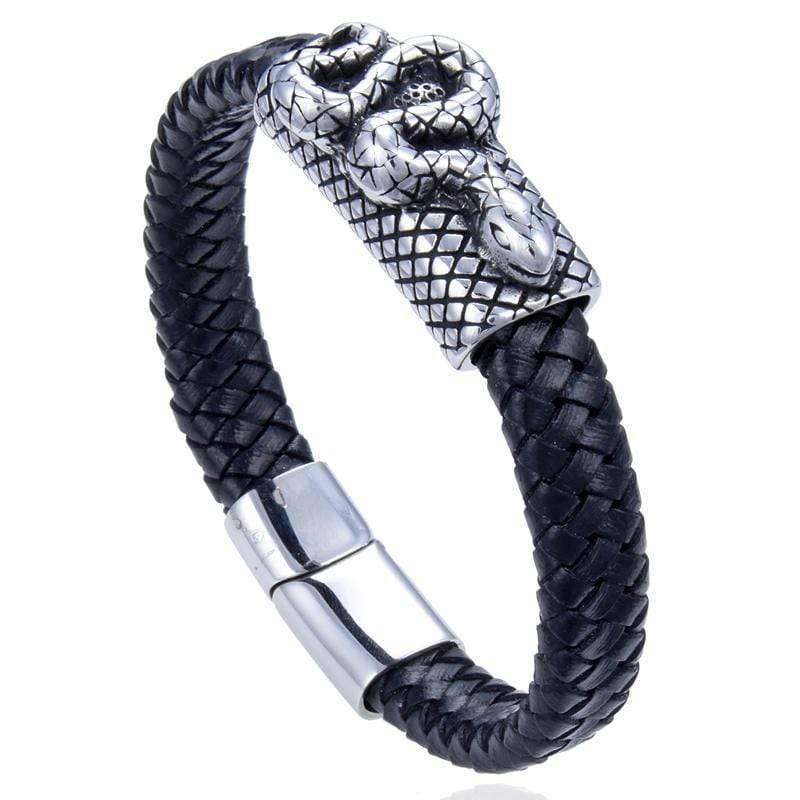 Kalifano Steel Hearts Jewelry Steel Hearts Braid Band Leather Bracelet SHB200-35