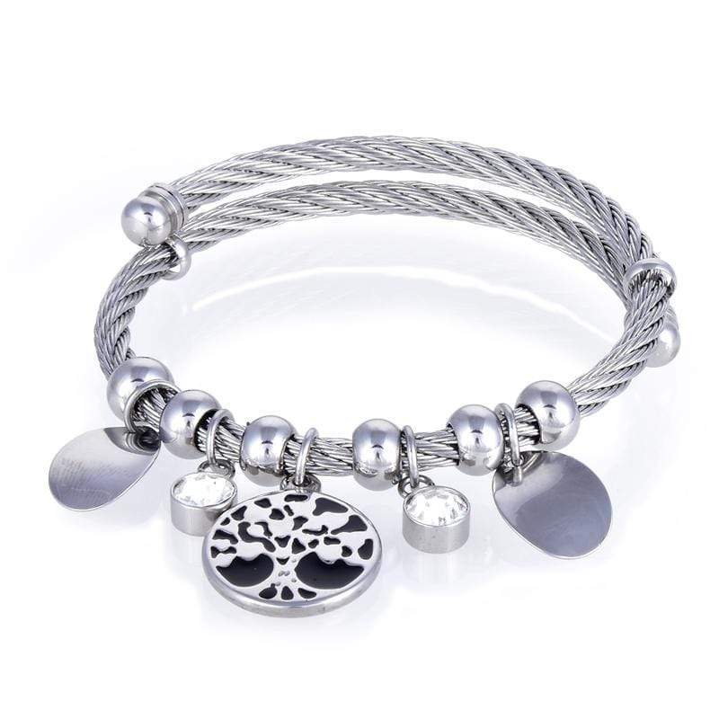 Kalifano Steel Hearts Jewelry Steel Hearts Nature Gemstone Open Bangle Bracelet SHB200-19