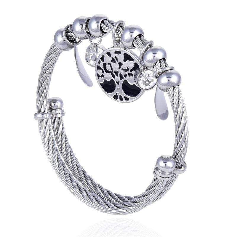 Kalifano Steel Hearts Jewelry Steel Hearts Nature Gemstone Open Bangle Bracelet SHB200-19
