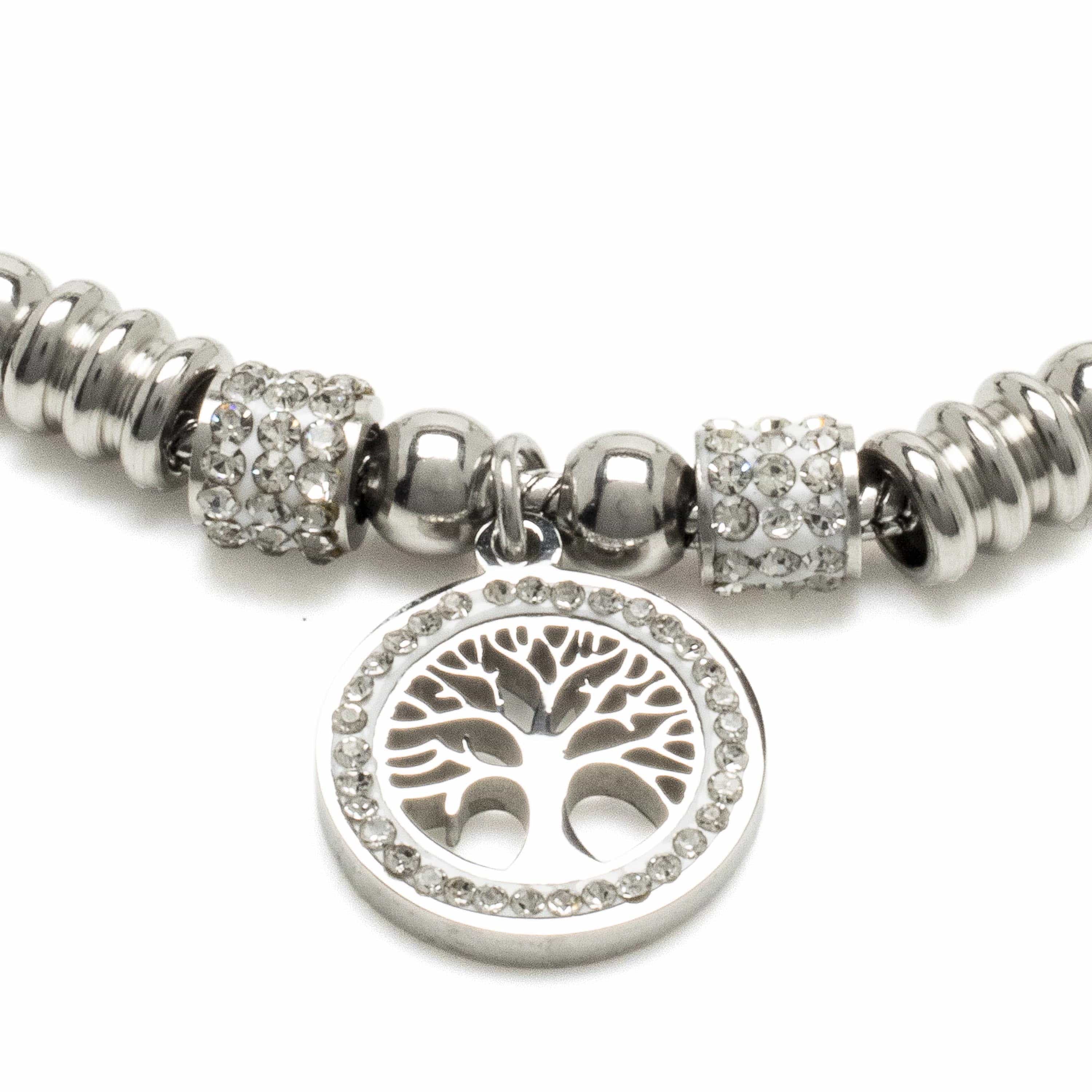 Kalifano Steel Hearts Jewelry Steel Hearts Tree of Life Bead Bracelet SHB200-136