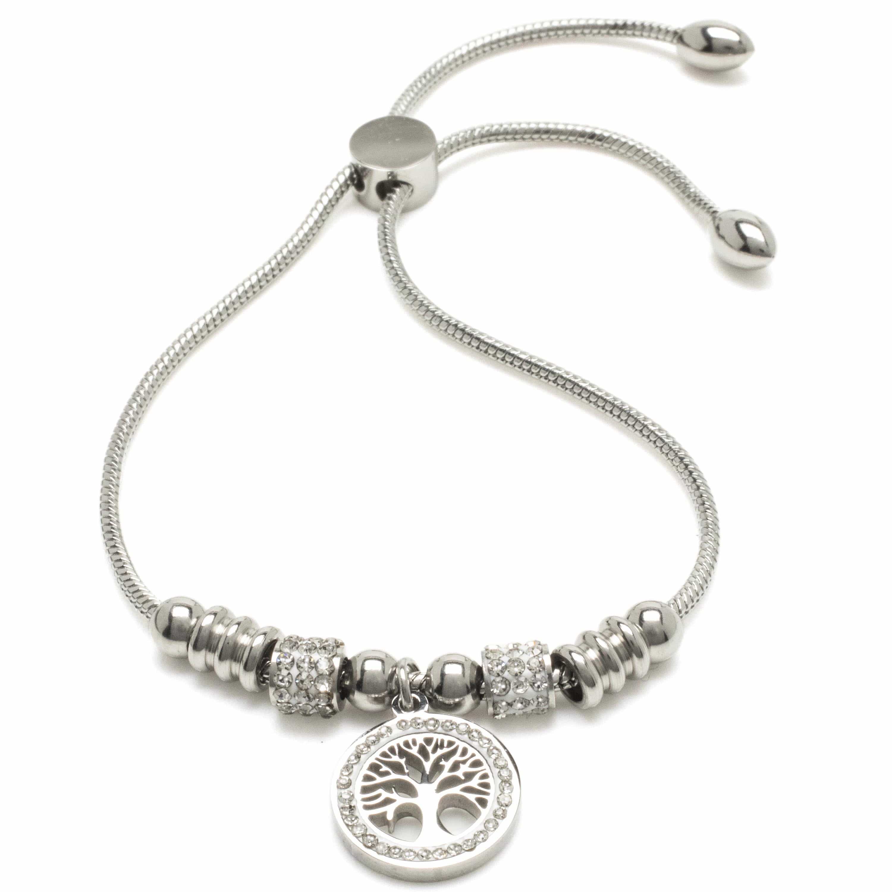 Kalifano Steel Hearts Jewelry Steel Hearts Tree of Life Bead Bracelet SHB200-136