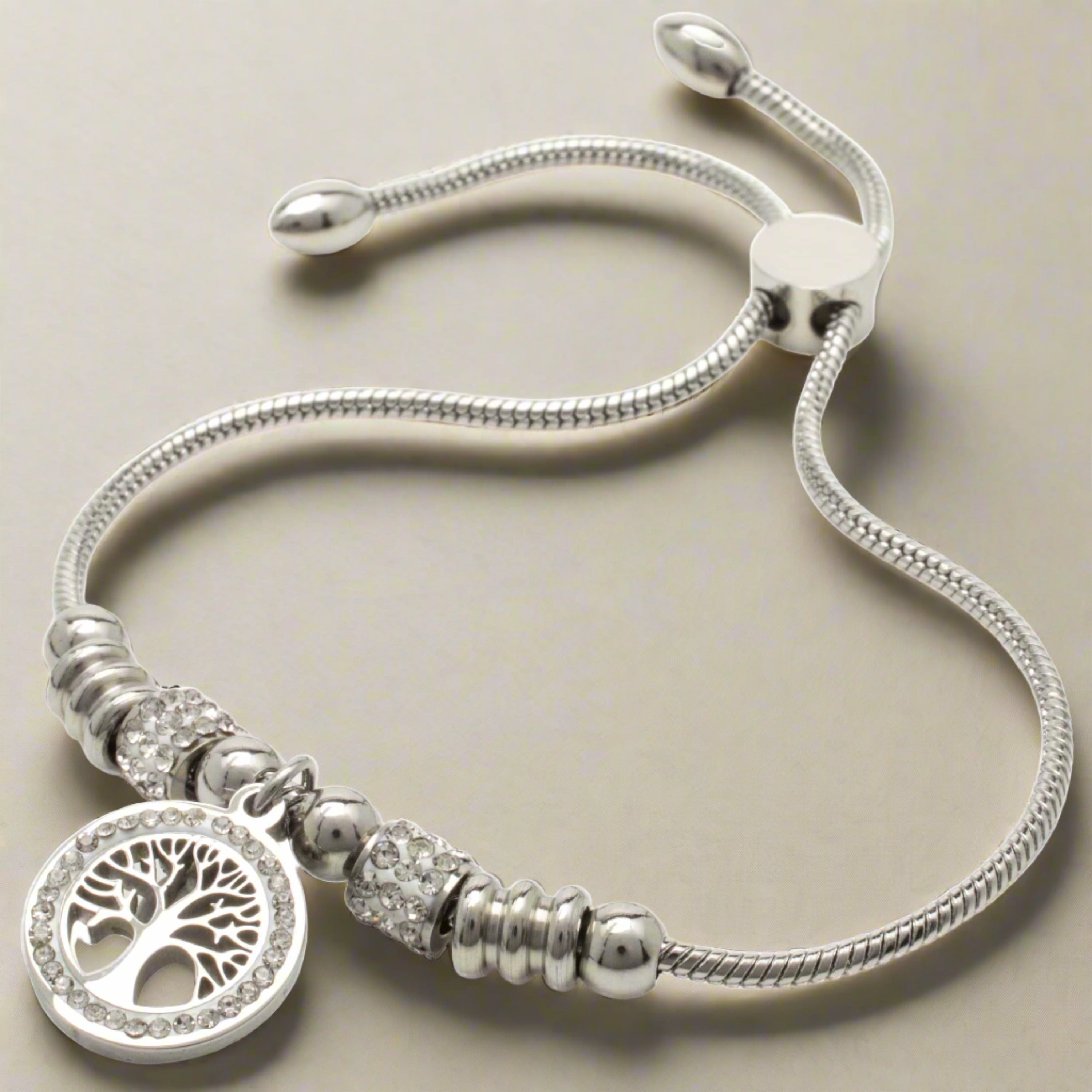 Kalifano Steel Hearts Jewelry Steel Hearts Tree of Life Bead Bracelet SHB200-136