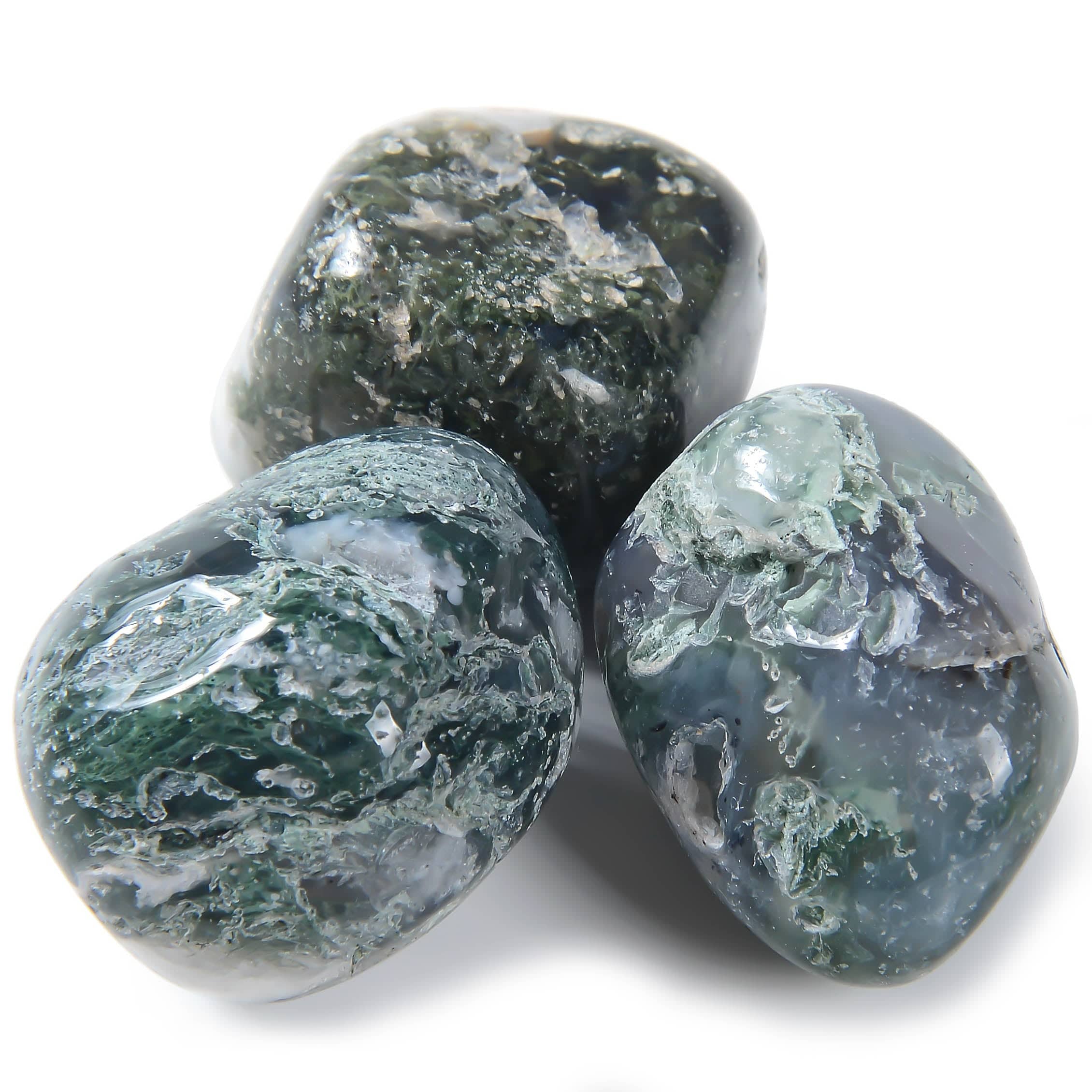 Kalifano TUMBLED STONES Natural Moss Agate Tumbled Stone TS-MG