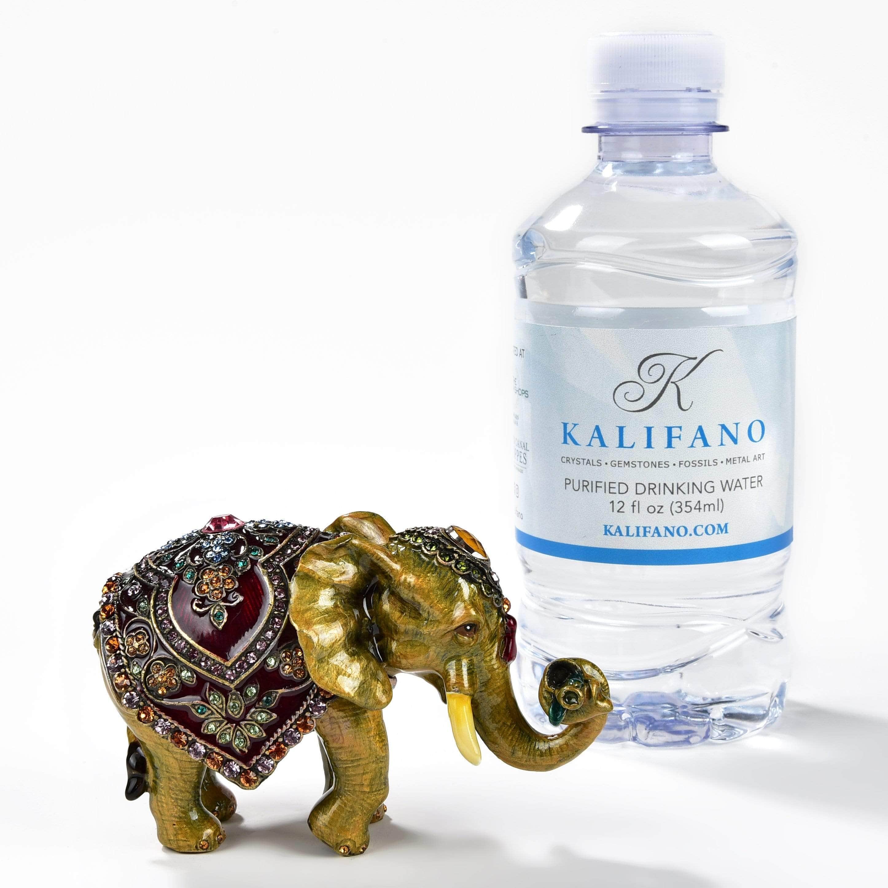 Kalifano Vanity Figurine Amethyst Elephant Figurine Keepsake Box made with Crystals SVA-074