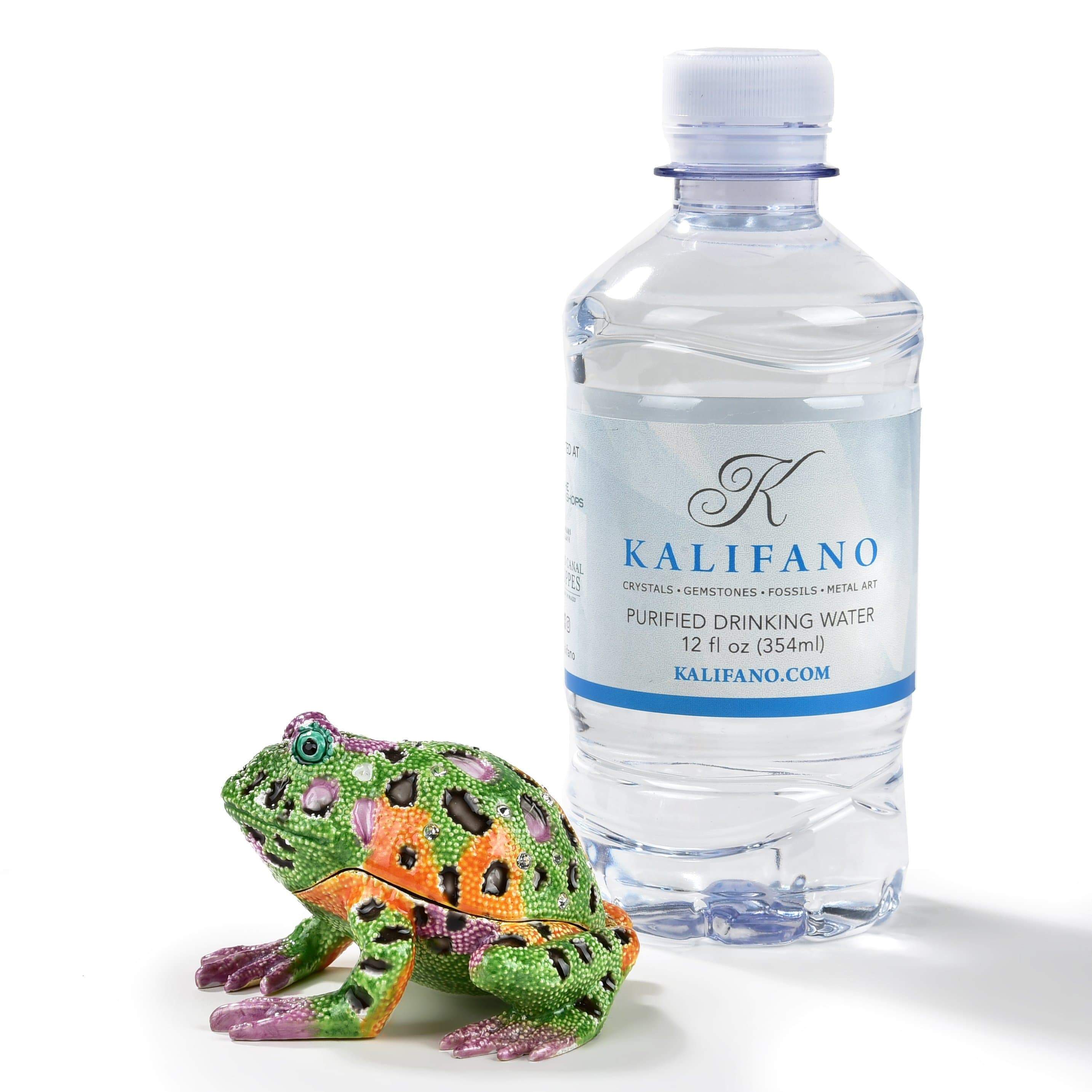 Kalifano Vanity Figurine Colorful Frog Figurine Keepsake Box made with Crystals SVA-050