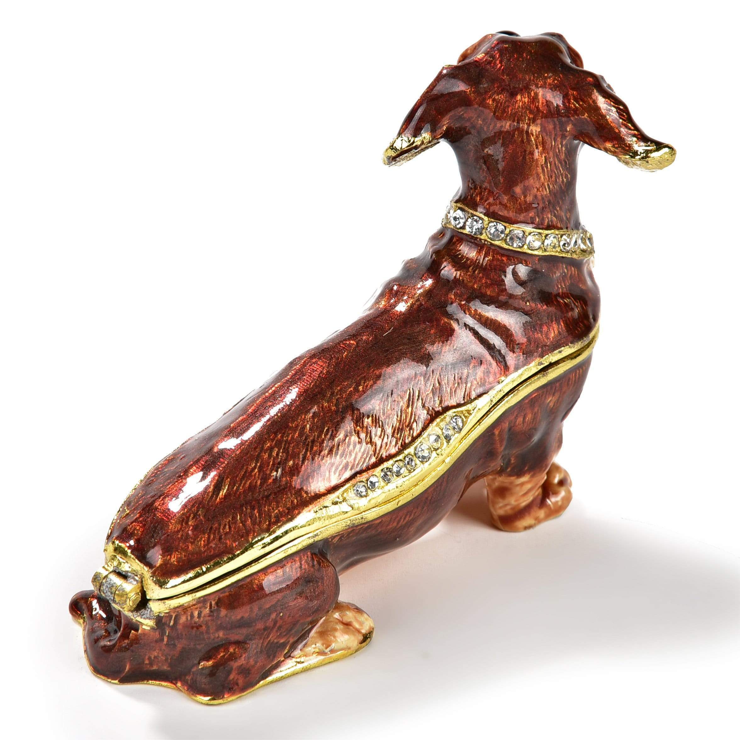 Kalifano Vanity Figurine Dauchshund Weiner Dog Figurine Keepsake Box made with Crystals SVA-060