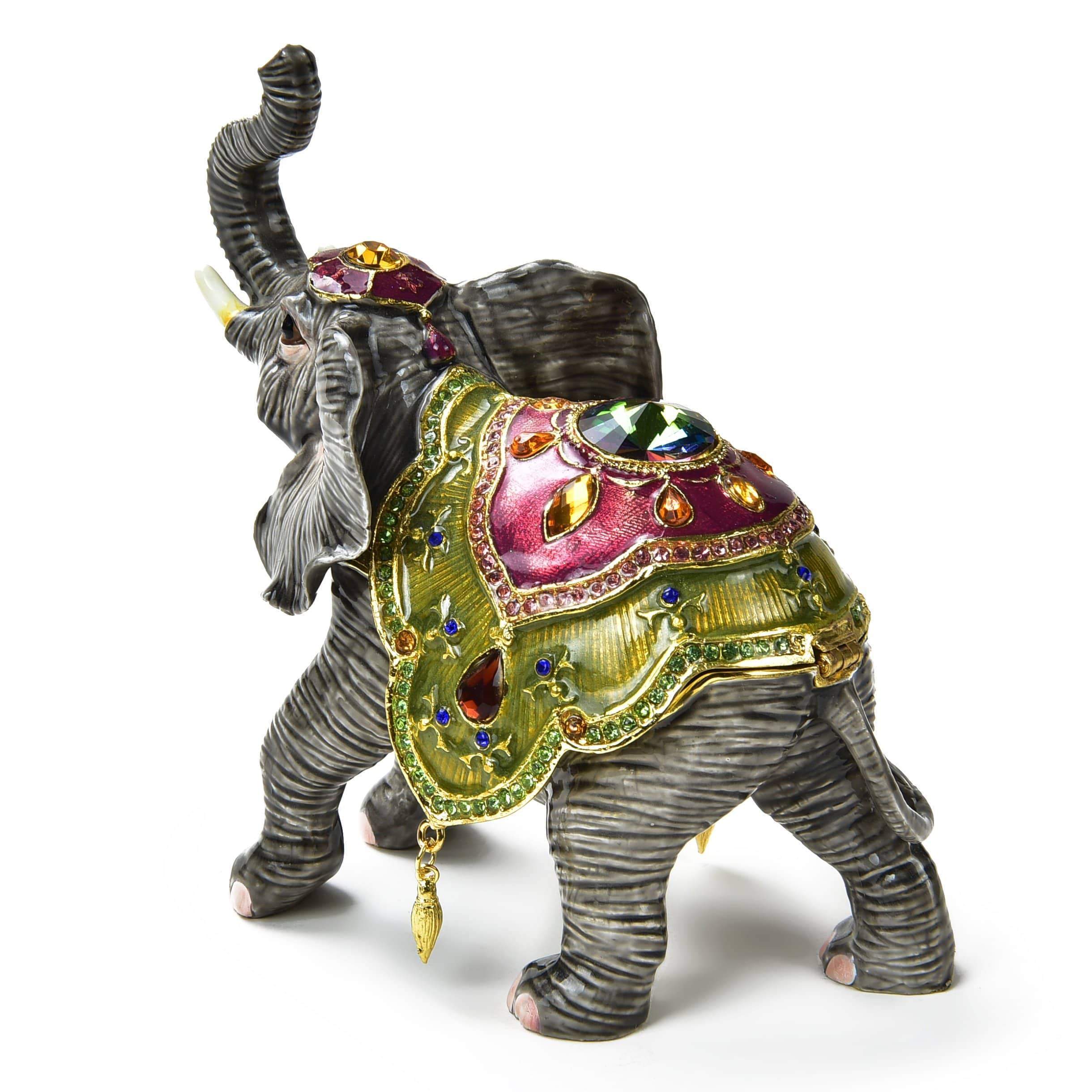 Kalifano Vanity Figurine Elephant Figurine Keepsake Box made with Crystals SVA-091