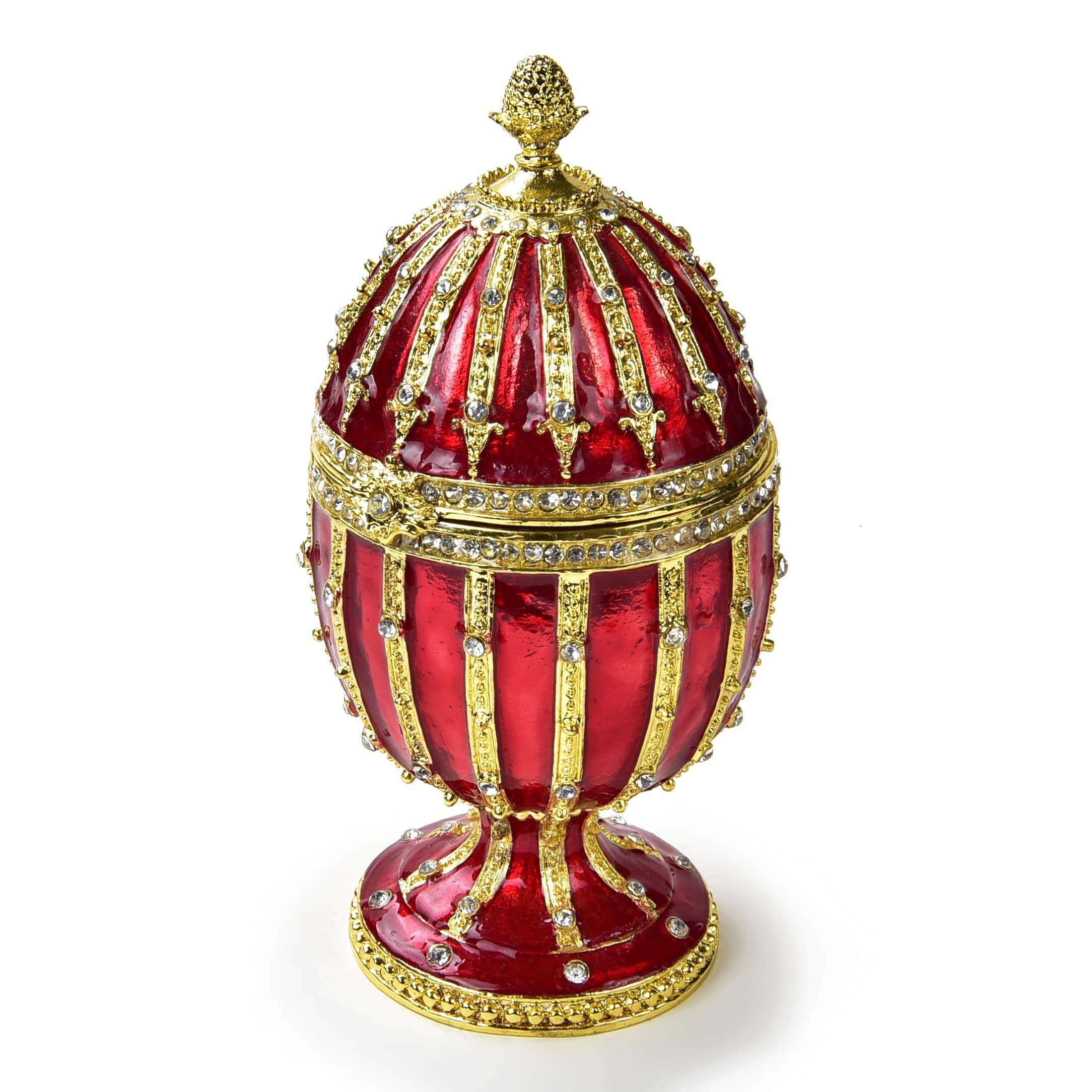 Kalifano Vanity Figurine Red Faberge Egg Figurine Keepsake Musical Box made with Crystals SVA-089