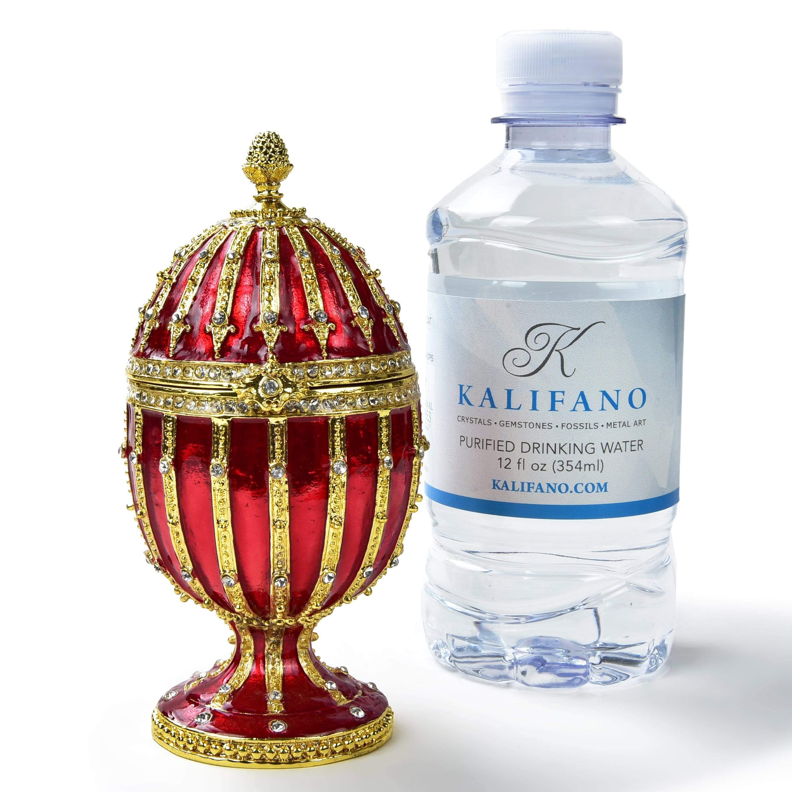 Kalifano Vanity Figurine Red Faberge Egg Figurine Keepsake Musical Box made with Crystals SVA-089