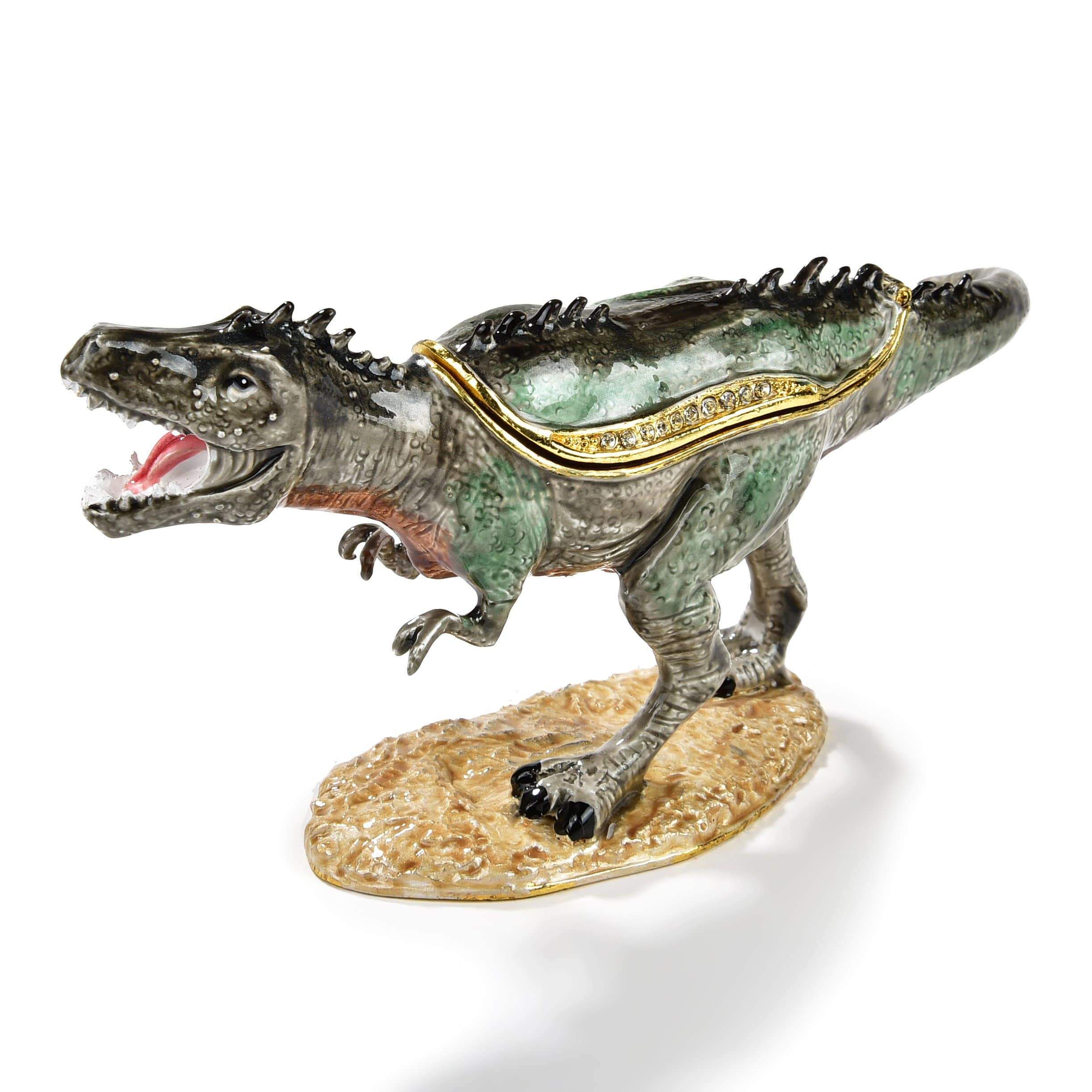 Kalifano Vanity Figurine T-Rex Figurine Keepsake Box made with Crystals SVA-054