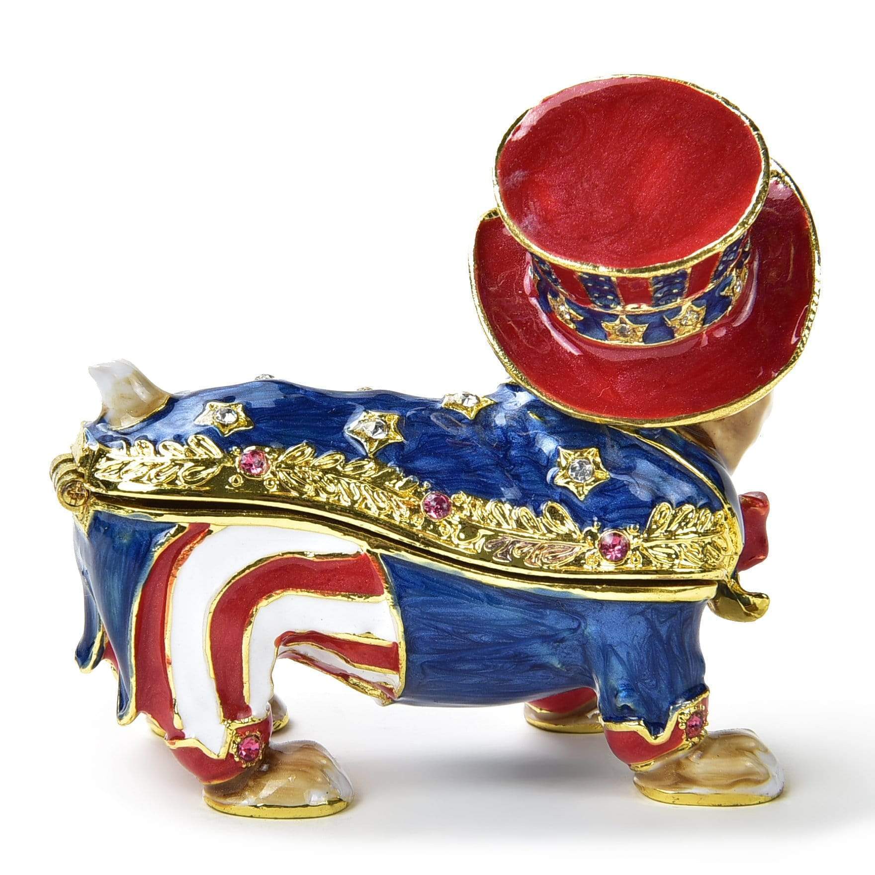 Kalifano Vanity Figurine USA Patriot Bull Dog Figurine Keepsake Box made with Crystals SVA-100