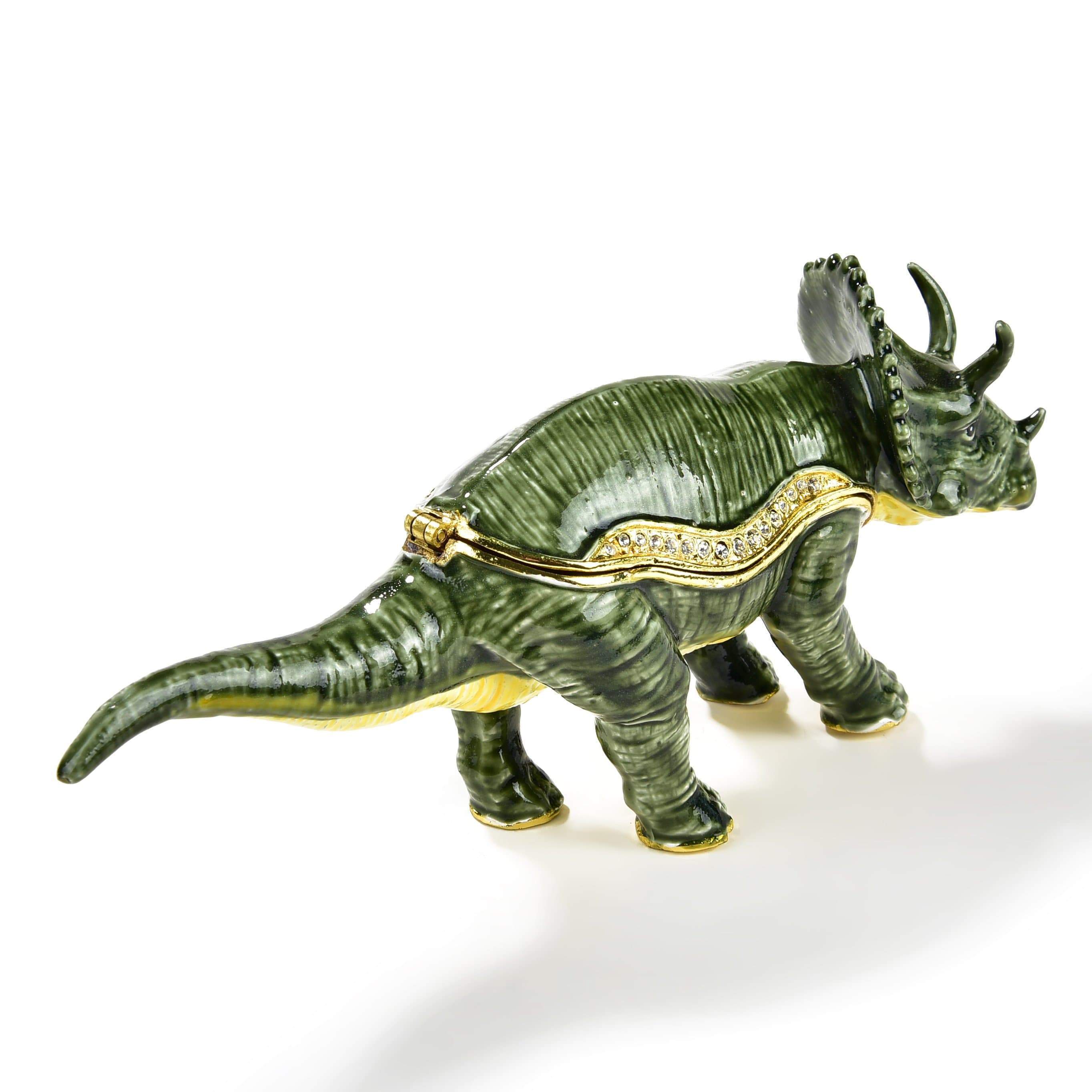 Kalifano Vanity Figurine Vanity Green Triceratops Figurine Keepsake Box made with Crystals SVA-053